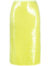 Helmut Lang Green Sequin-embellished Midi Skirt In Yellow