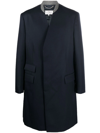 Maison Margiela Cavalry Single-breasted Wool Coat In Blue