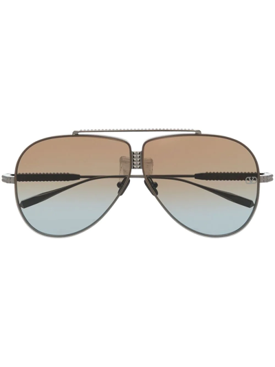 Valentino Rockstud Pilot-frame Sunglasses In Black