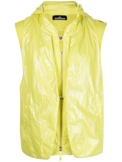 Stone Island Shadow Project Zip-up Hooded Gilet In Green