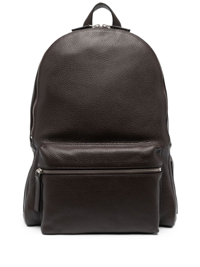 Orciani Logo-plaque Leather Backpack In Brown