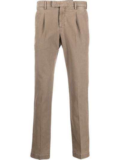 Pt Torino Straight-leg Cotton-lyocell Trousers In Neutrals