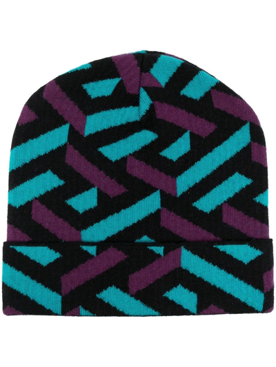 VERSACE LA GRECA-PATTERN BEANIE