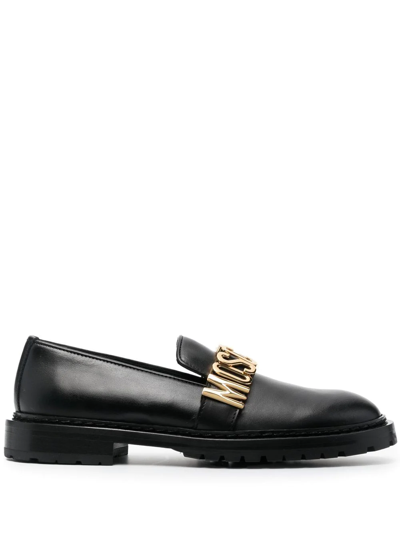 Moschino Logo-plaque 30mm Leather Loafers In Black