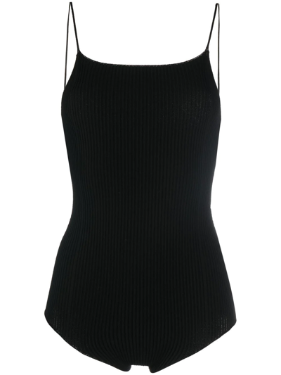 Aeron Lourde Sleeveless Ribbed Bodysuit In Black