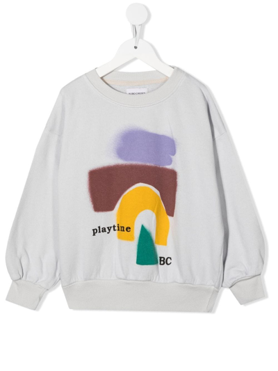 Bobo Choses Grey Sweatshirt For Kids With Abstract Print In Grey