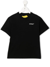 Off-white Kids' Off White Cotton T-shirt With Back Print In Black