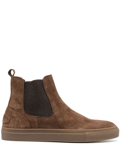 Brioni Suede Ankle Boots In Brown