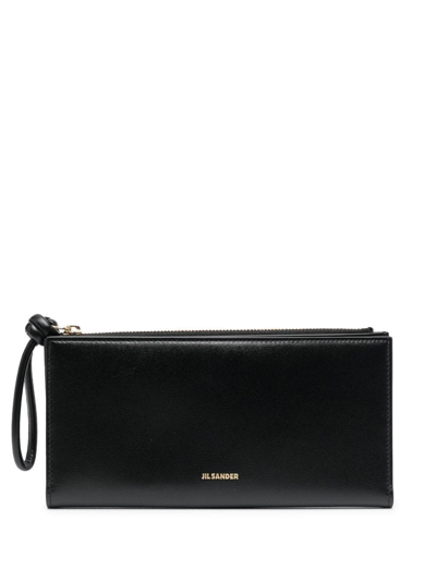 Jil Sander Bi-fold Leather Purse In Black