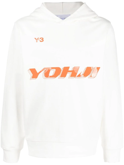 Y-3 Yohji Print Hooded Sweatshirt In White