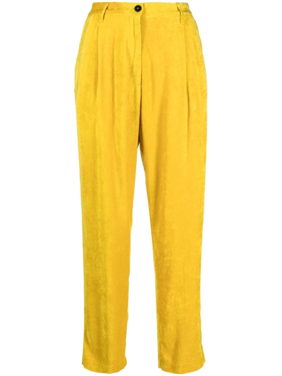Forte Forte High Waist Fluid Velvet Trousers In Yellow