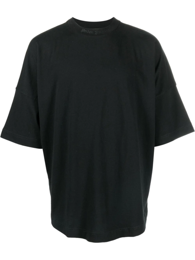 Palm Angels Black Logo-print Short-sleeve T-shirt In Nero