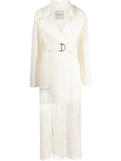 Ermanno Ermanno Tassel-detail Belted Coat In White