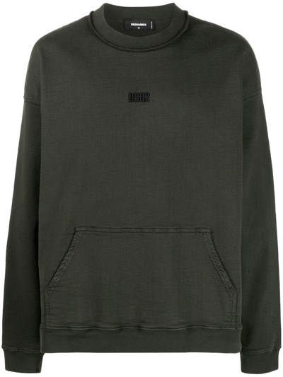 Dsquared2 Logo-appliqué Crewneck Sweatshirt In Green