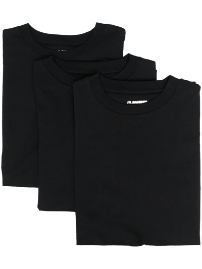 Jil Sander Short-sleeve 3-pack T-shirts In Black