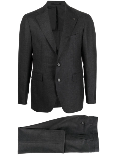 Tagliatore Single-breasted Virgin Wool Suit In Grey