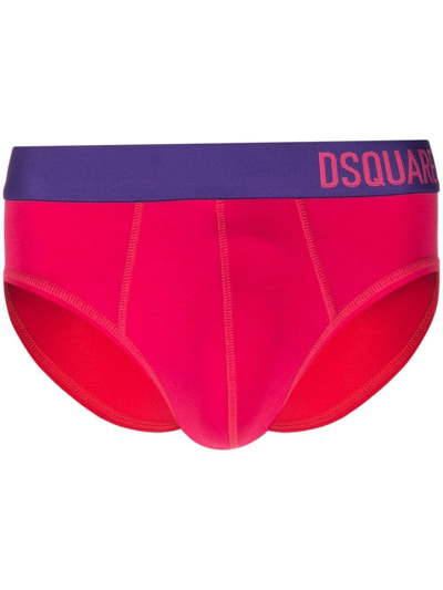 Dsquared2 Logo-waistband Briefs In Pink