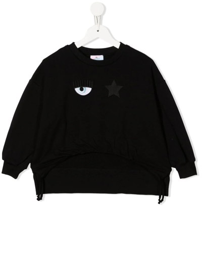 Chiara Ferragni Kids' Embroidered-motif Sweatshirt In Black