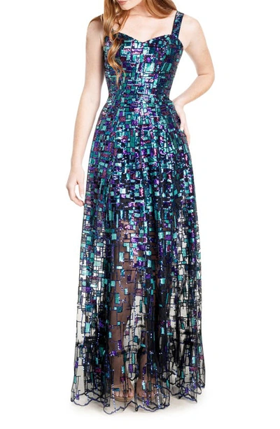 Dress The Population Women's Anabel Sequin Fit & Flare Gown In Purple