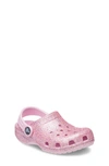 Crocs Kids' Classic Glitter Clog Sandal In White/ Rainbow