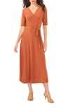 Chaus Tie Belt Midi Dress In Pumpkin Spice