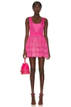 Alaïa Crino Striped Fit-&-flare Knit Mini Dress In Fuchsia