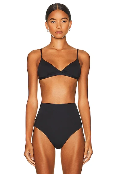 Asceno Genoa Black Triangle Bikini Top In Printed