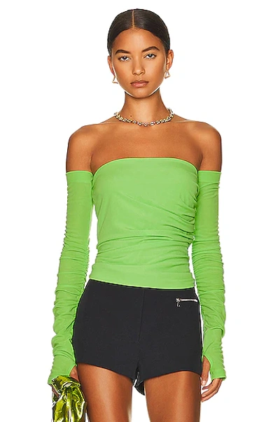 Helmut Lang Off-the-shoulder Convertible Stretch-crepe Top In Green