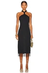 Helmut Lang Mesh Halter Bodycon Midi Dress In Basalt Black