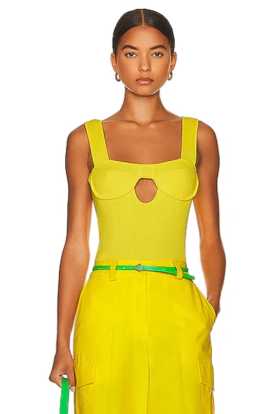 Aknvas Fezco Cut-out Rib Knit Top In Yellow