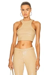 Retroféte Audra Sequined Racerback Cropped Tank Top In Nude