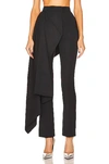 Alexander Mcqueen Draped Wool Grain De Poudre Pants In Black