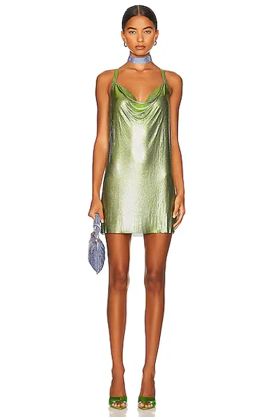 Fannie Schiavoni Hailey Open-back Chainmail Mini Dress In Lime Green