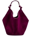 Khaite Mini Lotus Suede Shoulder Bag In Mulberry