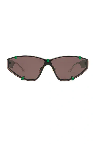 Bottega Veneta Bv1165s Sunglasses In Varnished Green & Solid Black