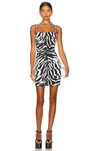 Dolce & Gabbana Ruched Sequined Zebra-print Jersey Mini Dress In Zebra