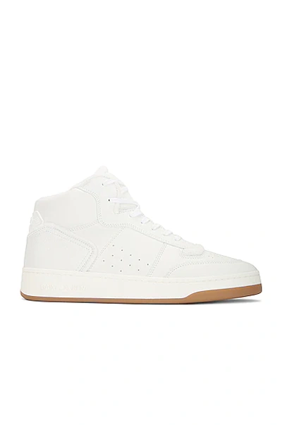 Saint Laurent Saint L Au Rent Men's  White Leather Hi Top Sneakers