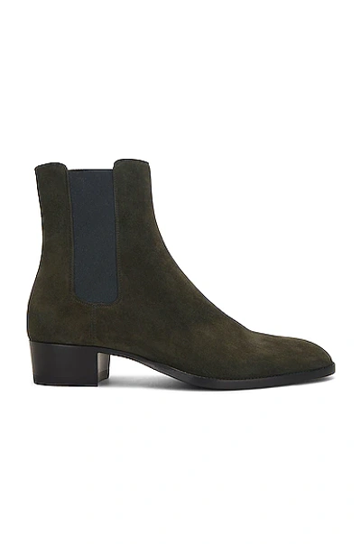 Saint Laurent 40mm Wyatt Suede Chelsea Boots In Brown