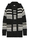 Saint Laurent Baja Cardigan In Black And White Mohair In Noir & Natural