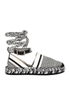 Chloé Black And White Meril Flat Espadrilles In White & Black