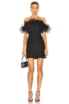 VALENTINO OFF THE SHOULDER DRESS WITH FEATHERS