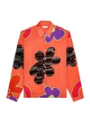 Erl Floral-print Patchwork Regular-fit Crepe Shirt In Orange