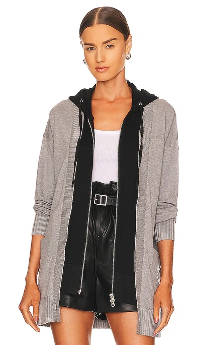 Central Park West Brynn Long Dickie Cardigan In Light Grey