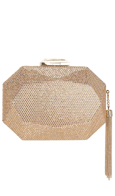 Olga Berg Hotfix Tassel Structured Clutch In Gold