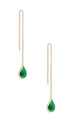 Ettika Barely There Chain Earrings In Green Crystal