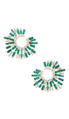Ettika Opulent Crystal Stardust Open Circle Earrings In Green Crystal