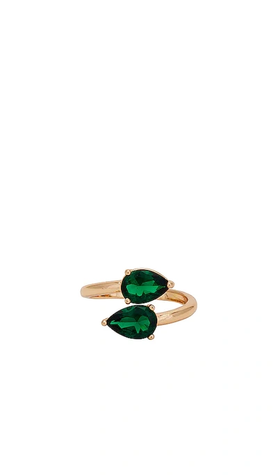 Ettika Crystal Teardrop Wrap Ring In Green