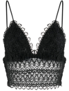Charo Ruiz Delia Lace-embroidered Crop Top In Black