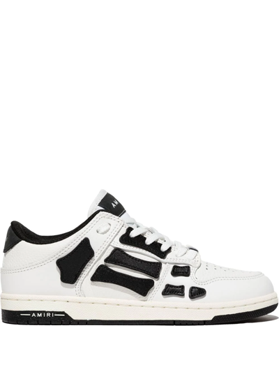 Amiri Kids Skel White Panelled Leather Sneakers In Blk/white