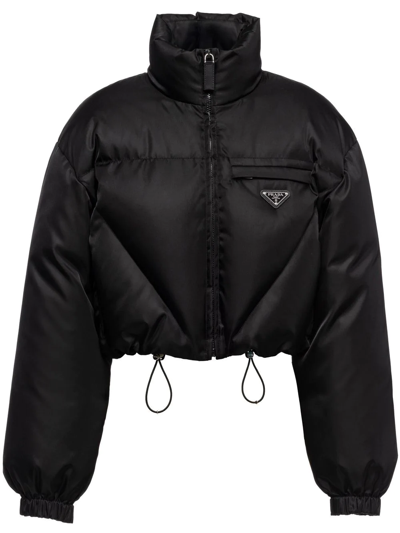 Prada Re-nylon Gabardine Down Jacket In Black